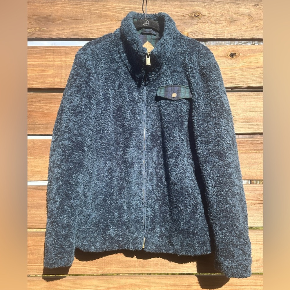 Pendleton Women's Fuzzy Full Zip Sherpa Sherpa with Plaid Accents